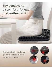 Thicker Gel Seat Cushion, Seat Cushion For Office Chair Big, Gel Chair Cushion, Gel Cushion For Wheelchair Soft, Gel Car Seat Cushion Breathable, Seat Cushion For Hip Pain For Long Sitting (Black) - Black - View 2