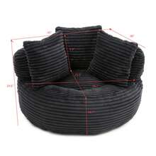 Living Room Decoration Lazy Sofa - Oversized High Back Corduroy Bean Bag Couch,Apartment Leisure Lazy Sofa,Floor Sofa For Living Room, Home Theater, Play Zone - & Non-Slip Base,Very Suitable For Bedrooms, Living Rooms, Game Rooms, Study Rooms, Offices, Or Apartments. - A-黑色(燈芯絨) - 查看 9