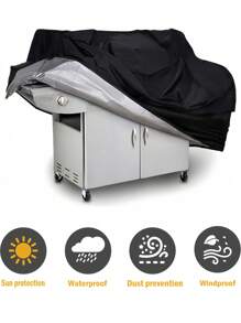 1pc 40-Inch (100cm) Grill Cover, ICOVER Waterproof Outdoor BBQ Gas Grill Small Gas Grill Cover, Polyester Easy Open/Close, Dust-Proof & Fade Resistant, Suitable For Weber Char-Broil Nexgrill, Adjustable Hem Drawcord, Black