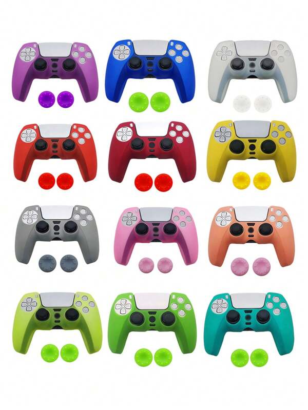 1 capa protetora de silicone para controle de PlayStation 5 + 2 tampas de joystick, antiderrapante, antiqueda, antipoeira, antirriscos, melhora a experiência de jogo