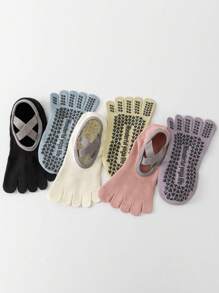 1/3/6 Pairs Women's Multi-Color Professional Yoga Socks, Non-Slip Silicone Boat Socks For Pilates, Indoor Flooring, Suitable For Autumn/Winter, Spring/Summer Sports Wear