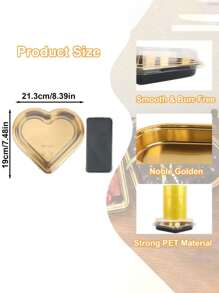 10 Heart-Shaped Plastic Trays With LIDS - Multi-Purpose Large-Capacity Snack Containers, Suitable For Fruits, Sushi, Vegetables, Salads And Cheese Boards - Transparent Design, Golden Border - Perfect For Parties, Festivals And Gifts