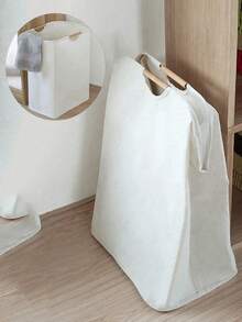 1 件可折叠布艺洗衣篮，带手柄，便携式脏衣篮，适用于卧室、浴室和洗衣房收纳，设计简约，带木质手柄，容量大，可容纳玩具和娃娃 T 恤、衬衫、裤子和小件物品，适用于学校用品和学校用品 - 彩色 - 查看 1