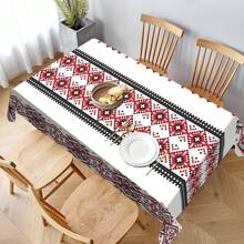 1pc Boho Style Tablecloth - Traditional Retro Pattern, Durable Polyester Fabric, Great For Home, Kitchen, Dining Room, Party & Holiday - Indoor/Outdoor Use