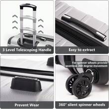 Hard Shell Suitcase With TSA Lock And 4 Spinner Wheels Lightweight Durable (Grey, M(67cm 60L)) - Grey - View 5