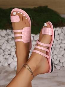 25 Sandali eleganti, alla moda e sexy da donna, con punta rotonda, piatti, comodi per uso quotidiano, da spiaggia e feste all'aperto, produzione diretta di fabbrica