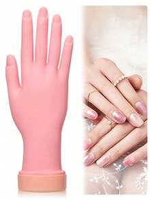 1个硅胶美甲练习手，适用于亚克力软甲，美甲练习手，可弯曲假手，美甲练习，美甲贴纸，美甲训练工具，训练手工具，灵活可动人体模型手，右手美甲工具 - 彩色 - 查看 10