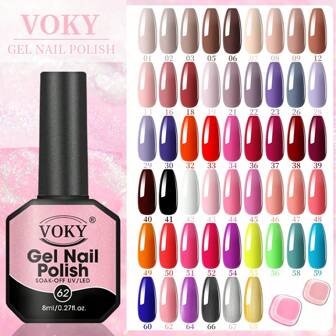 VOKY 8ML High Gloss 6 Color Gel Nail Polisht, Summer Gel Nail Kit - /LED Washable, Gloss Finish, Alcohol-Free, Suitable For Hand And Foot Care - Ideal Choice For Home DIY Manicure And Pedicure