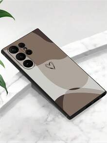 1个时尚撞色拼接爱心图案防震防滑黑色手机壳，适用于三星Galaxy A04e/A05s/A13/A14/A15/A34/A35/A50/A52/A53/A54/S21/S22/S23/S24/S25/S25Ultra/24fe。注意：由于拍摄时光线条件不同，实际产品可能存在轻微色差。 - 黑色 - 查看 5