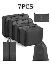 7/8pcs Travel Organizer Bags, Waterproof Portable Packing Cubes, Clothes Storage Bags, Luggage Organizer Set, Underwear Bags, Waterproof Zippered Laundry Bags, Packing Pouches, Travel Essentials, Dorm Essentials, Back To School Nylon, School Student Teacher, Back To School Backpack, Beach Holiday