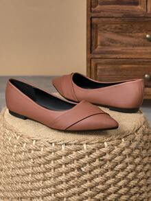 WHDXY 1 双女士平底鞋，尖头一脚蹬乐福鞋，上班通勤办公室鞋，四季舒适穿着