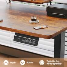 Devoko Gunji Height Adjustable Electric Standing Desk With Monitor Stand, Sit-Stand Desk With Splicing Board - Rust Brown - View 6