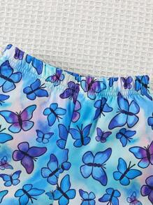 2pcs Toddler Kids Summer Casual Cute Butterfly Print Round Neck Tank Top + Shorts Set