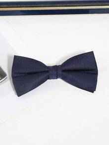 1pc Men Fashionable Solid Color Simple Plaid Textured Double Layer Bowknot, Suit For Banquet, Wedding, Party, Festival Styling Men Necktie