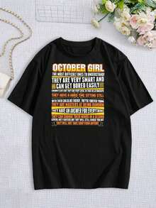 Camiseta de Octubre - Regalo divertido de cumpleaños para mujer - Inteligente, Leal, Espontánea - Camiseta de manga corta para mujer - Negro - Ver 3