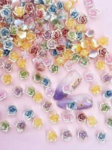 50 piezas de 6 mm Accesorios de arte de uñas con diseño de rosa 3D de Dunhuang, camelias de dos colores exquisitas y de lujo con estilo ligero, decoraciones de uñas de estilo japonés y coreano de moda sencilla para el verano. Usados para diseños de arte de uñas, joyas, uñas de ataúd, uñas francesas en forma de almendra, uñas largas y cortas, uñas ovaladas, uñas cuadradas, diseños de artesanía de joyas, diseños de gorros de graduación, estuches de teléfonos móviles DIY
