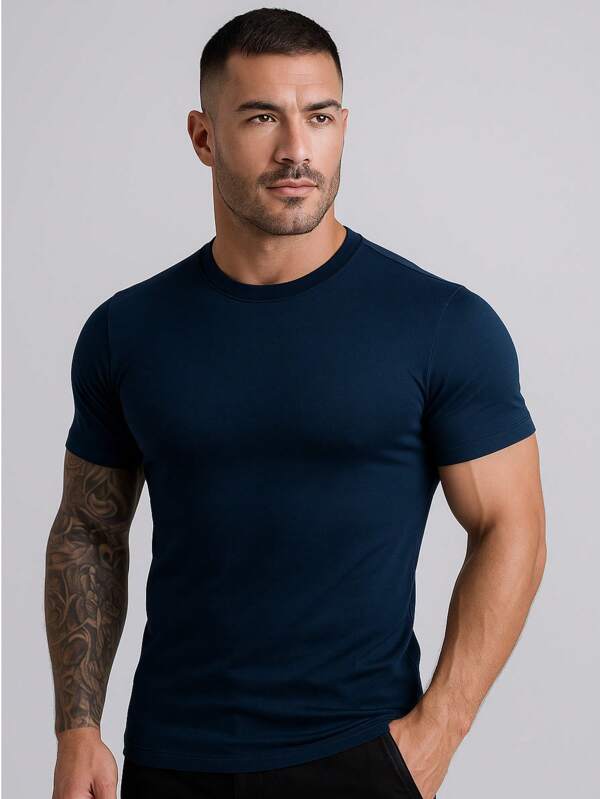 Camiseta Masculina Camisa Malha Egípcia Algodão Elastano