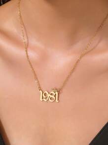 1 Stück minimalistische Edelstahl Halskette mit Zahlenkrone 1980-2025, geeignet für den täglichen Gebrauch von Frauen, Geburtstagsgeschenk für Mutter, Vater, Freundin, beste Freundin, Familie, Klassenkameradin
