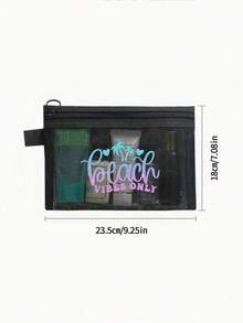 Maestra Mesh Cosmetic Bag Lipstick & Cushion Puff Storage Portable Make-Up Bag Transparent Organizer Bag Toiletry Bag Travel Pouch,Makeup Bag Makeup Pouch Skincare Bag Toiletry Bagtravel Essentials For Vacation Summer Holiday Back To School School Stuff Bag For School Travel Bag For Women Makeup Bag For Travel - Black - View 6