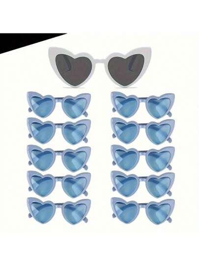 11 piezas de gafas con marco en forma de corazón para tomar fotos, de colores de dopamina, con un estilo elegante y moderno, apropiadas tanto para hombres como para mujeres, adecuadas para salir, hacer deporte, fiestas, Navidad, bodas, cumpleaños, fiestas de Año Nuevo y reuniones