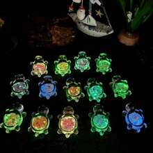 10 pièces Pendentif de tortue de mer lumineux et pailleté, breloques à thème anime sous emballage opaque en acrylique, convient pour créations de bijoux, colliers, boucles d'oreilles, porte-clés, décoration intérieure et extérieure, sans alimentation électrique, idéal pour Noël, Pâques, Thanksgiving, décoration de tortue de mer