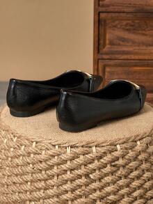 WHDXY Women's Fashionable Versatile Casual Pointed Toe Soft Bottom Flats, Blue Loafers, Suitable For All Seasons, Comfortable Slip-On Dress Shoes For Work - màu đen - Xem 5