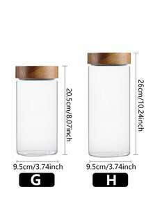 1 pezzo Contenitori di stoccaggio in vetro, contenitori ermetici per alimenti con coperchi in legno, barattoli di vetro trasparenti per dispensa, cucina, farina, zucchero, tè, caffè, spuntino, spezie