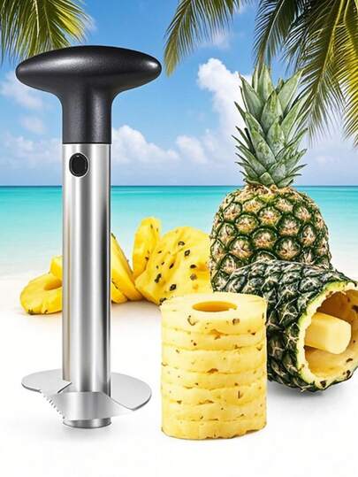 1 st ananaskärnborttagare i slumpmässig färg, ananaskärnborrare i rostfritt stål, fruktkniv i plast, spiralformad multifunktionell skalare, slumpmässig färg