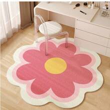 1pc Cute Floral Faux Wool Carpet, Decorative Rug, Yellow Flower Faux Wool Rug, Pink Flower Faux Wool Rug, INS Style Carpet, Home Decor Rug, Bedroom Decor, Small Rug, Creative Fashion Rug, Living Room Rug, Small Living Room Rug, Bedroom Rug, Outdoor Rug, Washable Rug