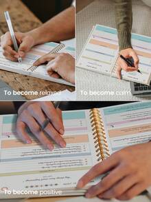 Trees 1 件快乐每日感恩日记 2025 +2 张贴纸，A5 彩色无日期每日感恩笔记本，用于肯定和反思，金色边角，学校和办公用品，送给朋友、家人、学校用品、返校的完美礼物 - 白色 - 查看 3