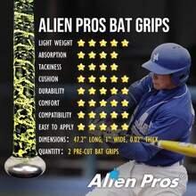 ALIEN PROS Bat Grip Tape For Baseball 0.5 MM (2 Pack) – Precut And Pro Quality Bat Tape – Wrap Your Bat For An Epic Home Run - Replacement For Old Baseball Bat Grip - White - View 5