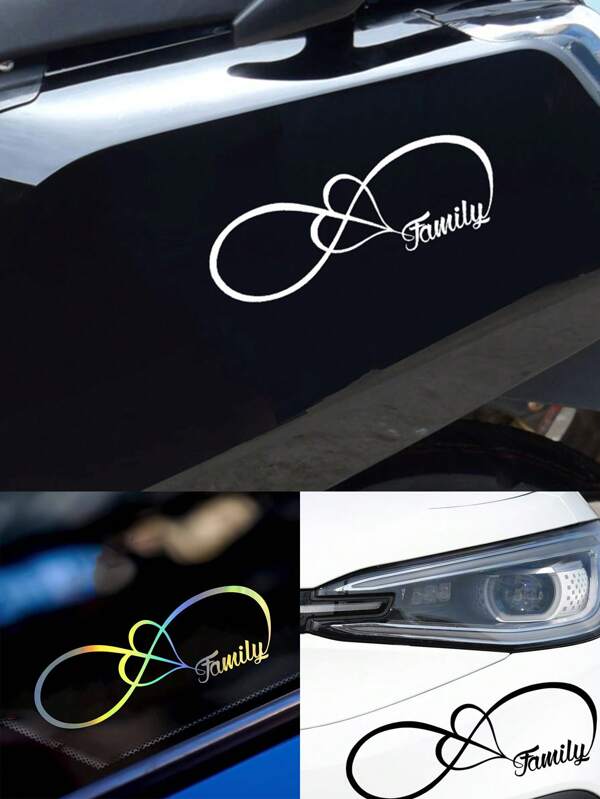 1pc "Family" Heart Car Body Sticker, Automotive Exterior Decoration Scratch Protective Sticker, Waterproof, Fits All Car Models, Also Suitable For Motorcycles