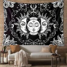 1 pezzo Arazzo bohémien con disegni del sole e della luna nel cielo, decorazioni per la casa misteriose, decorazione d'interni moderna e unica per camere da letto, soggiorni o dormitori