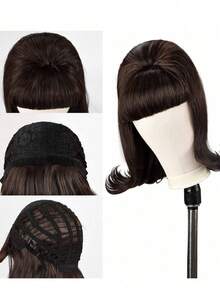 Retro 14-Inch Women's Wig With Flat Bangs - Short Straight Hairstyle, Heat-Resistant Synthetic Hair, Perfect For Role-Playing, Daily Holidays, Christmas, Valentine's Day And Music Festivals, Retro Style, Daily Parties, Synthetic Hair, And Party Daily Wigs