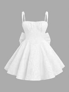 Look Polly 女装高端、可爱、端庄、性感、少女风格、仿古风格、老钱风格、节日派对、毕业生日宴会、半正式吊带蝴蝶结连衣裙、短裙、学院风、田园风、细肩带、吊带褶皱、性感收腰迷你连衣裙