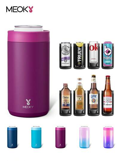 Universal Can Cooler For Women: One Size Fits All - For Slim Cans, Regular 12 & 16 Oz Cans And Bottles - Insulated Double-Walled Stainless Steel - For Soda Lovers