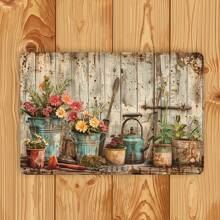 Charming Vintage Floral Metal Tin Sign - 30.48x20.32cm Rust-Proof & Waterproof Wall Art For Home, Office, Bar, Cafe, Garage & Library - Durable, Easy To Hang Indoor/Outdoor Decor