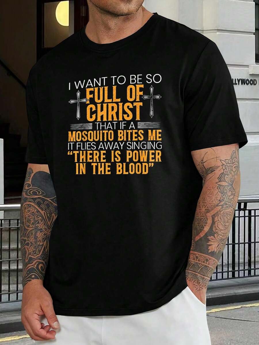 Camiseta cristiana llena del poder de Cristo - Camiseta basada en la fe para hombres y mujeres - Regalo religioso - Negro, azul marino y más colores - Ajuste cómodo - Negro - Ver 1