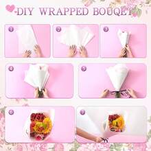 40 Sheets Floral Wrapping Paper, Solid Color, Approx. 22*22 Inch, Plastic Material, Gift Packaging, Party Decoration, Flower Gifting, Suitable For Valentine's Day, Mother's Day, Christmas, Wedding, Birthday Party, Anniversary And Any Occasions