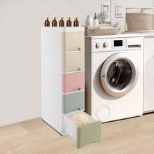 Narrow Floor Bathroom Storage Cabinet With Slide Out Drawers For Small Space - 1 - View 2