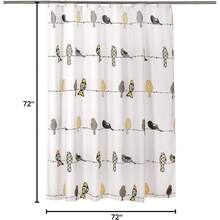 New Lush Decor Rowley Birds Shower Curtain, 72\U201d W X 72\U201d L, Yellow & Gray - Colorful Floral Bird Pattern - Whimsical & Playful Bird Shower Curtain - Farmhouse, Coastal, & Boho Bathroom Decor - 黃色和灰色 72 英寸寬 x 72 英寸長(1 包) - 查看 6