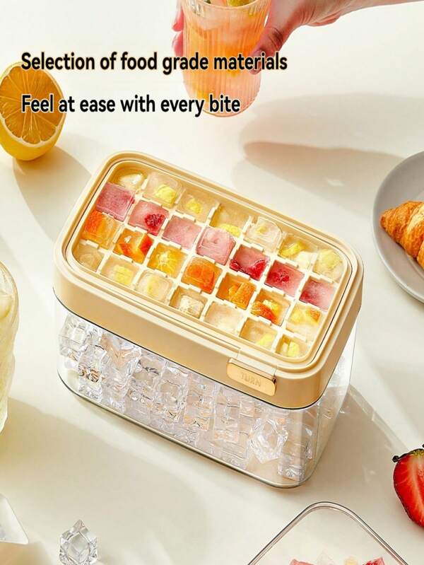 1pc 4-Color One-Touch Flip Deicing Ice Cube Trays, Home Ice Cube Mold, Can Be Stacked With Single-Layer Ice Mold Accessories