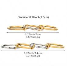 Elegant Geometric Minimalist Bicolor Gold & Silver Design 18K Plated Stainless Steel Stackable Separable Link Rings, Fashion Jewelry For Women, Everyday & Party Wear