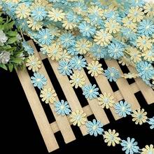 1 pieza de cinta bordada de margaritas de colores con borde de encaje, de poliéster, para coser, manualidades y decoración de prendas, manualidades DIY, fiestas y decoración del hogar, delicada, parches, cintas decorativas, accesorios de costura (1 yarda)