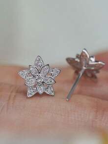 1 对奢华花朵方晶锆石耳钉女士适合婚礼订婚周年派对珠宝情人节礼物情人 - 1# - 查看 8