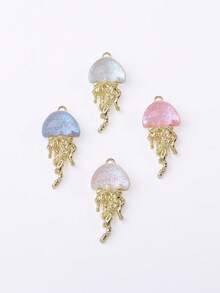 5pcs Liquid Jellyfish Alloy Pendant, Suitable For Unisex Hip-Hop Style Bracelets, Earrings, Necklaces, Bags, Keychains Decoration - Gold Bottom - View 3