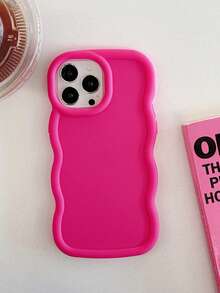 1 件波浪图案全覆盖防震玫瑰红色手机壳，适用于 17 / 17 Air / 17 Pro / 17 Pro Max、 13、 14、 15、 16 Pro Max、 16、Galaxy 手机壳 - 玫紅色 - 查看 2