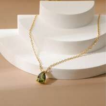 18K Gold Plated December Birthstone 7-Color Pear Zirconia Copper Pendant + Stainless Steel Gold Necklace, Christmas, Birthday, Valentine's Day Gift