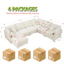 7-Seater Corduroy Modular Sectional Sofa, L-Shaped Couch, U-Shaped Sectional Sofa With Footrest, 4-Pack Shipping, Living Room Furniture, Darkgray - 黑灰色 - 查看 2