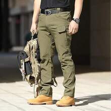 Men's Military Tactical Cargo Pants, Lots Of Pockets, Waterproof, Wear Resistant, Casual Cargo Pants - 綠色 - 查看 10